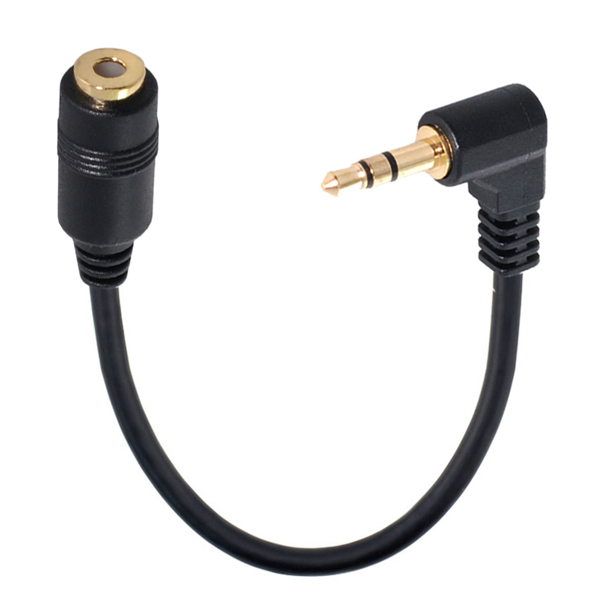 90 degree right angled 3.5mm 3poles Audio Stereo Male to Female Extension Cable 10cm Black CA-045