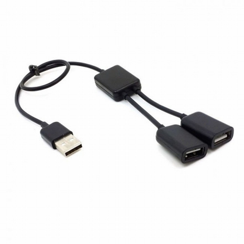 Black 1 to 2 USB 2.0 Dual Ports Hub Cable Bus Power For Laptop Desktop PC Mouse Flash Disk U2-125