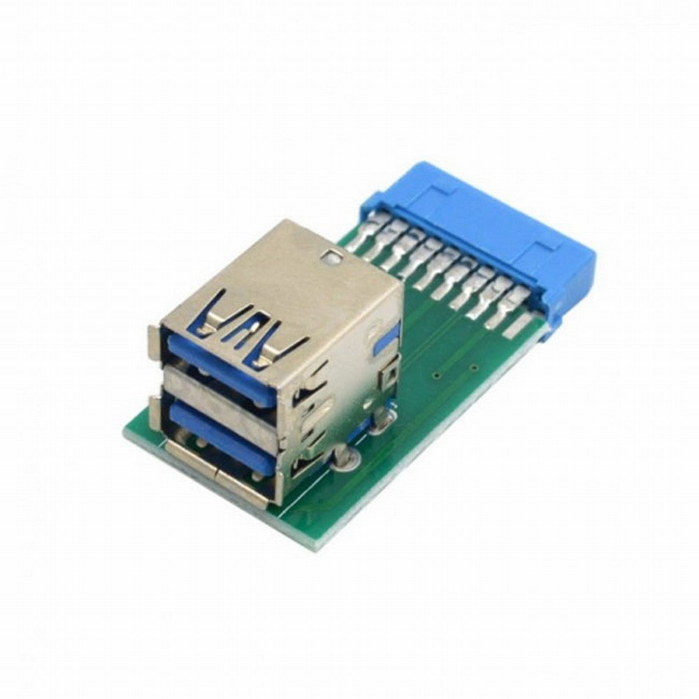 Vertical Dual USB 3.0 A Type Female to Motherboard 20 Pin Box Header Slot Adapter PCBA U3-080