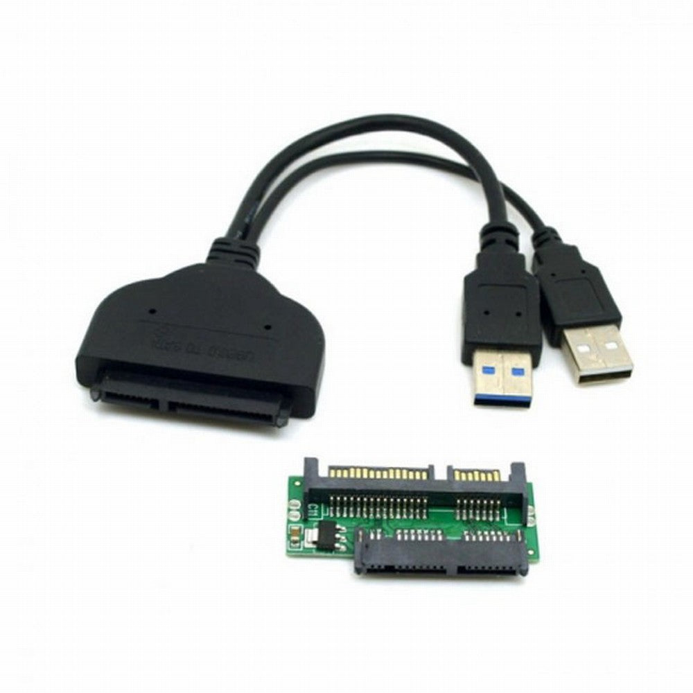 1set USB 3.0 to SATA 22Pin SATA to Micro SATA Adapter for 1.8" 2.5" Hard Disk Driver With Extral USB Power Cable U3-067+SA-076