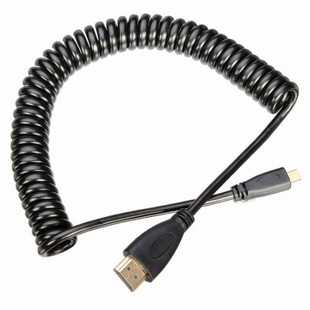 Micro HDMI Male to HDMI Male Stretch Spring Cable 4K 60hz for TF201 XOOM A500 Tablet HD-110-BK