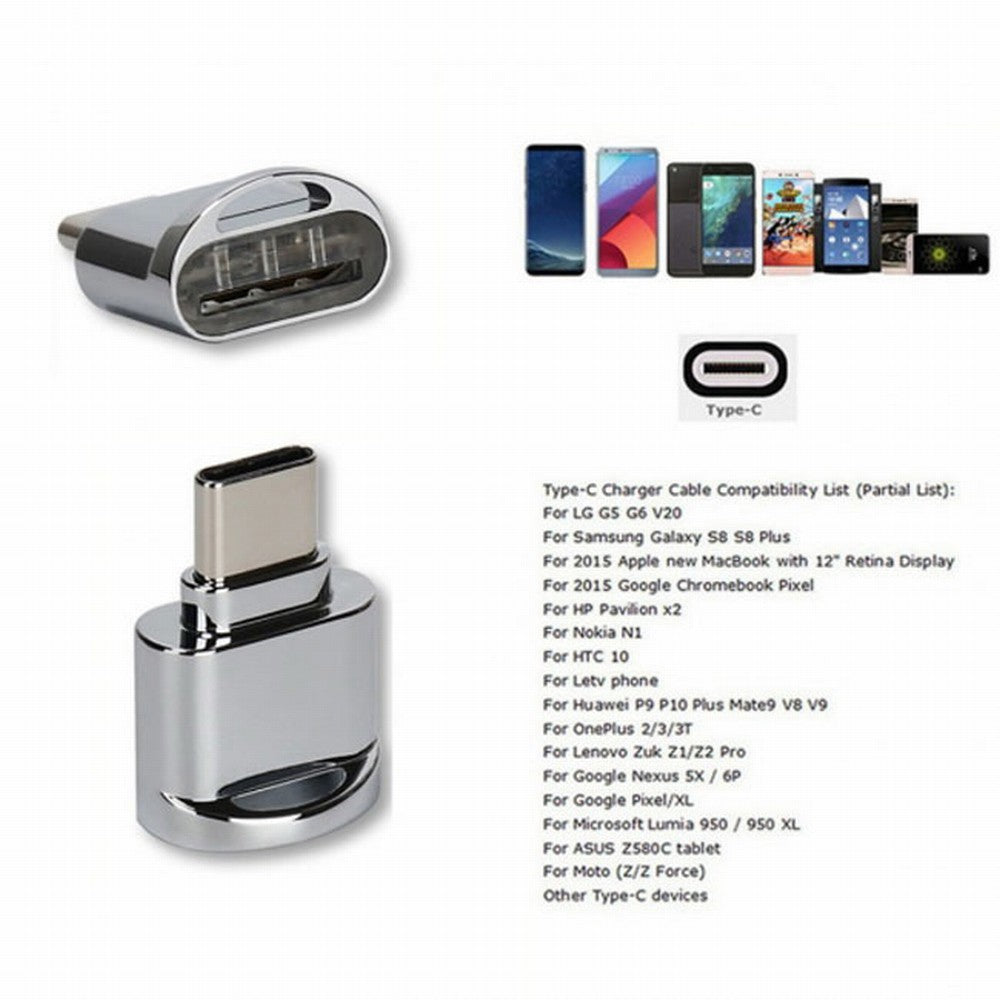 2pcs USB 2.0 Type C USB-C to Micro SD SDXC TF Card Reader Adapter for Macbook Cell Phone UC-051-2PCS