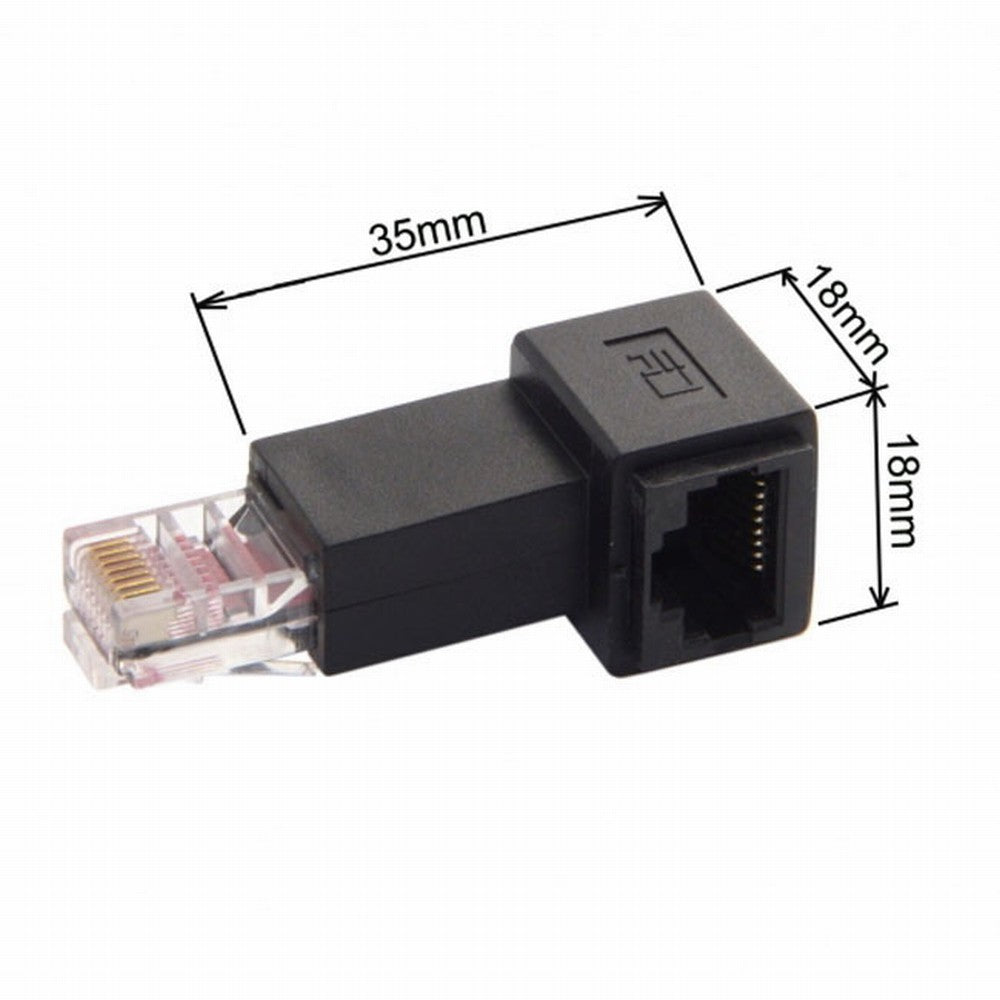 Left Angled 90 Degree 8P8C FTP STP UTP Cat 5e Male to Female Lan Ethernet Network Extension Adapter UT-010-LE