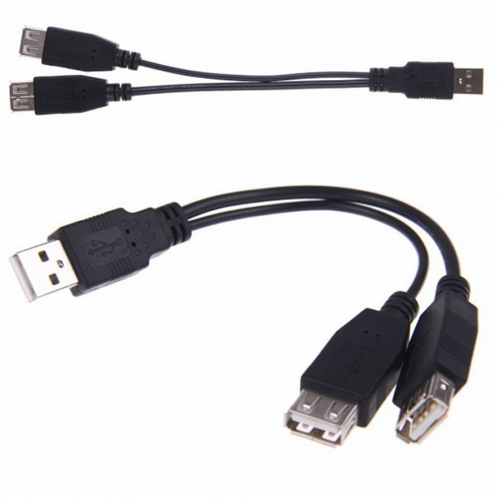 USB 2.0 A Male to Dual Data USB 2.0 A Female + Power Cable USB 2.0 A Female Extension Cable 20cm U2-136