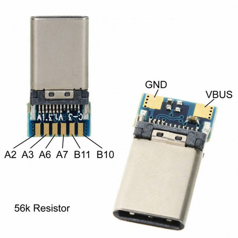 DIY 24pin USB 3.1 Type C Male Female Plug Socket Connector SMT type with PC Board 1 set UC-206+207