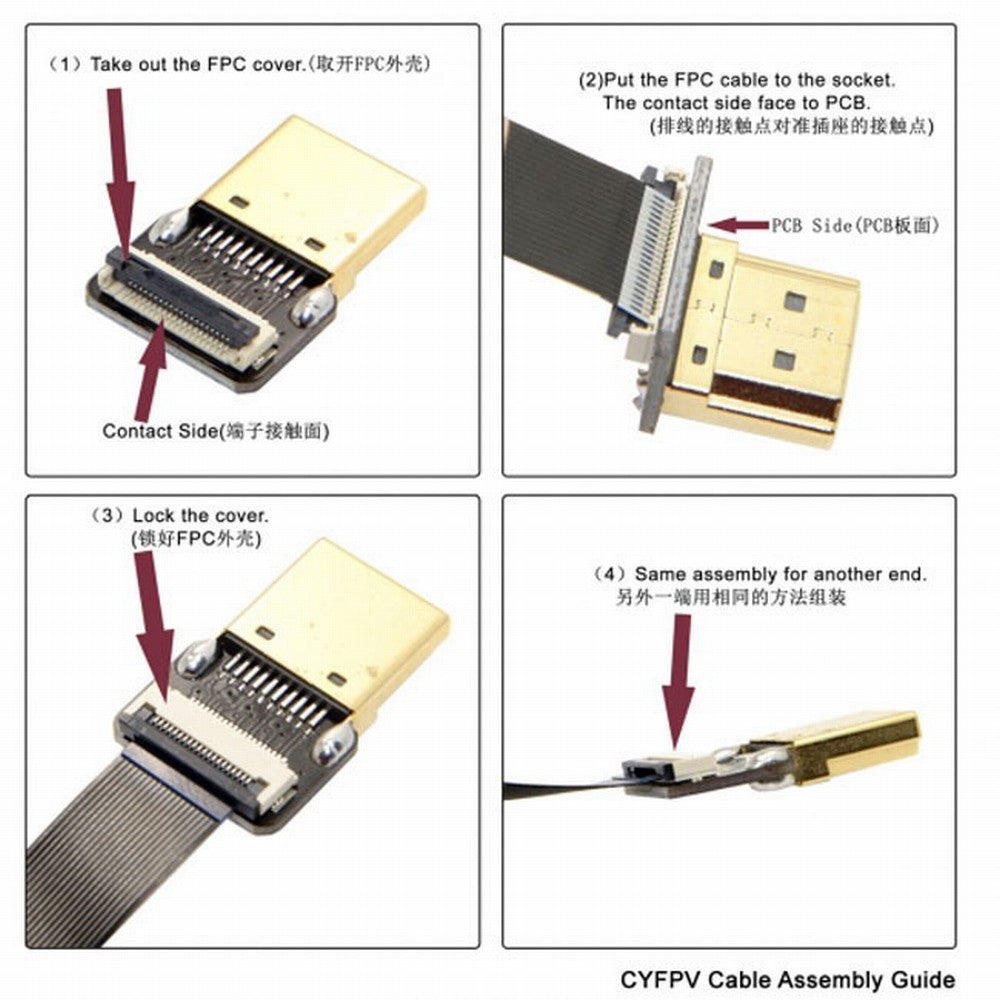 CYFPV FPV HDMI Male to Up Angled 90D HDMI Male HDTV FPC Flat Cable for FPV HDTV Multicopter Aerial Photography CC-HD-198-UP