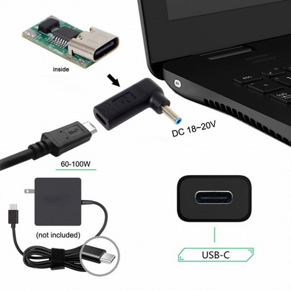 USB 3.1 Type C USB-C to DC 4.5*3.0mm HP Adapter PD Emulator Trigger 90 Degree Angled UC-112-4530HP