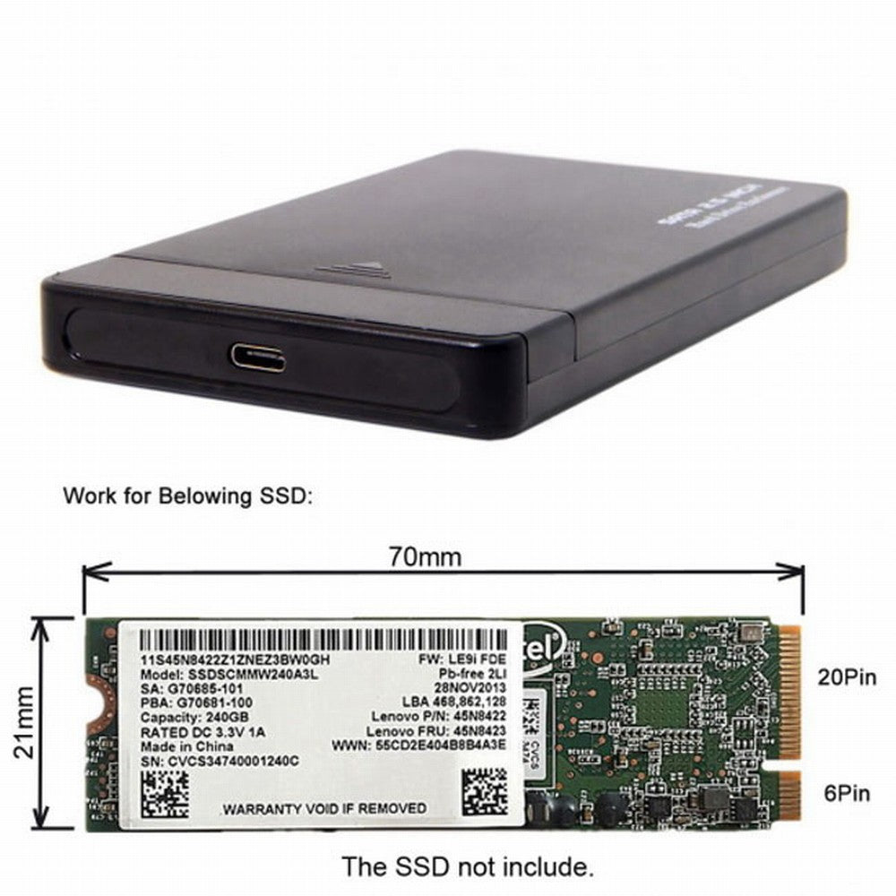 USB-C Type-C to 20+6Pin Thinkpad X1 Carbon SATA SSD Hard Disk Case Enclosure UC-122