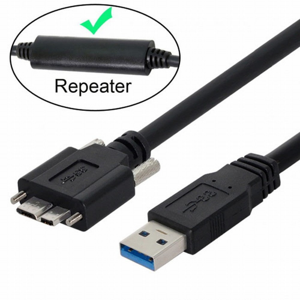 8m USB 3.0 A Type Repeater Cable Male to Micro USB 3.0 B Male with Mount Panel Screws for Camera U3-106-8.0M