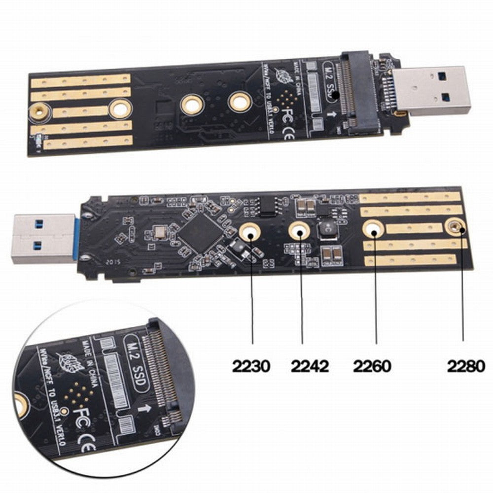 USB 3.0 to NVME M-key M.2 NGFF SATA SSD External PCBA Case Conveter Adapter RTL9210B Chipset U3-057-2280MM