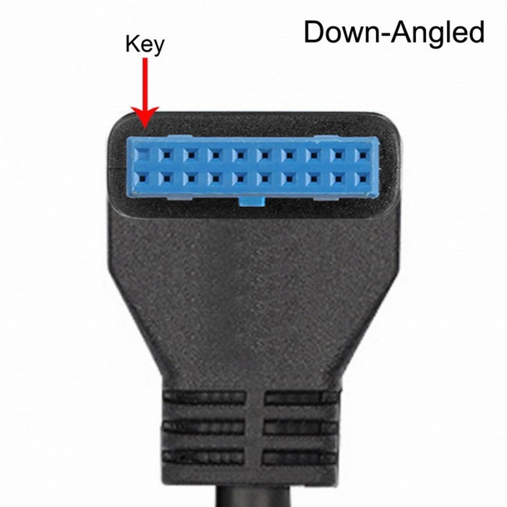 USB 3.0 Single Port A Female Screw Mount Type to Down Angled Motherboard 20pin Header Cable 90 Degree U3-005-DN