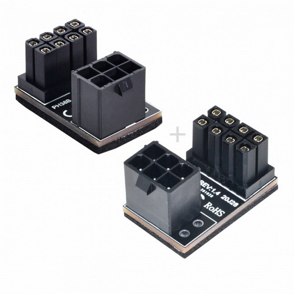 ATX 6Pin Female to 8pin Male 180 Degree Angled Power Adapter for Desktops Graphics Card PW-024