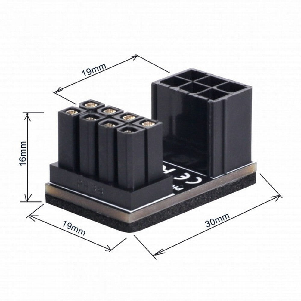 ATX 6Pin Female to 8pin Male 180 Degree Angled Power Adapter for Desktops Graphics Card PW-024