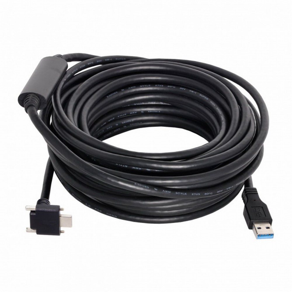 8.0M Down Up Angled USB 3.1 Type-C Dual Screw Locking to USB3.0 Data GL3523 Repeater Cable 90 Degree for Camera Oculus Quest Link UC-128-8.0M