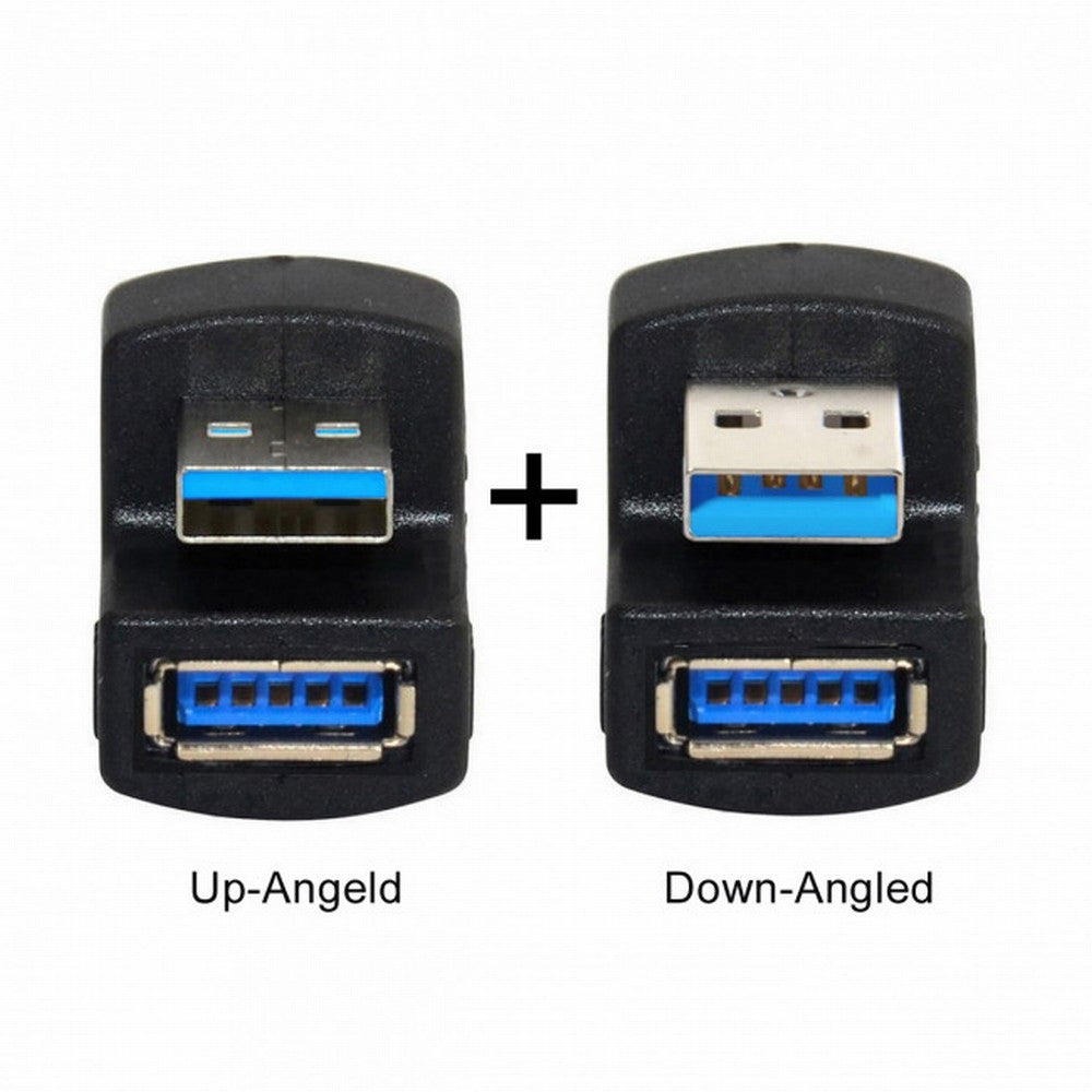 2pcs/Set Up Down Angled USB 3.0 Adapter A Male to Female Extension 180 Degree 5Gbps U3-099