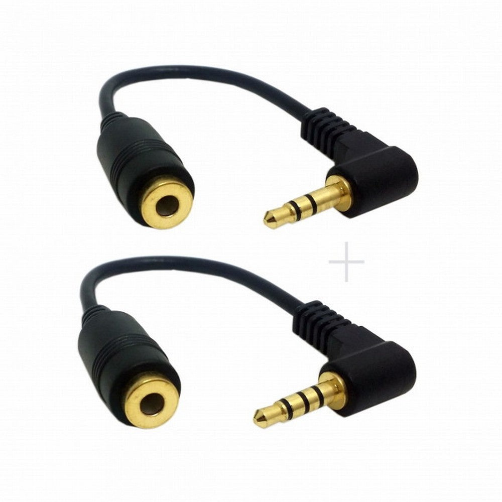 1Set 3/4 Poles Audio Stereo 90 Degree Right Angled 3.5mm Male to Female Extension Cable CA-008+045