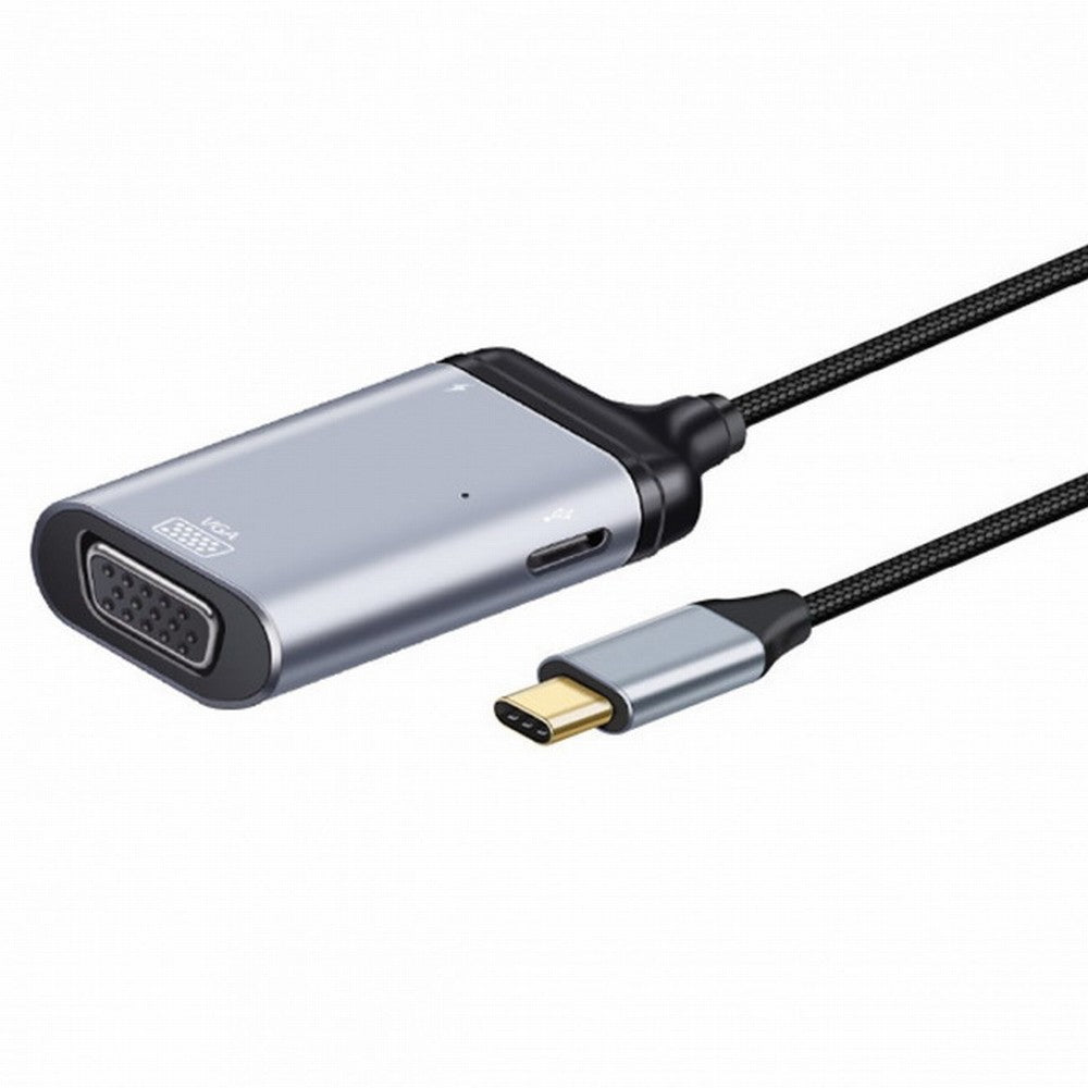 USB-C Type C to VGA RGB Converter HDTV Adapter 60hz 1080p with Female PD Power Port UC-162-VGA