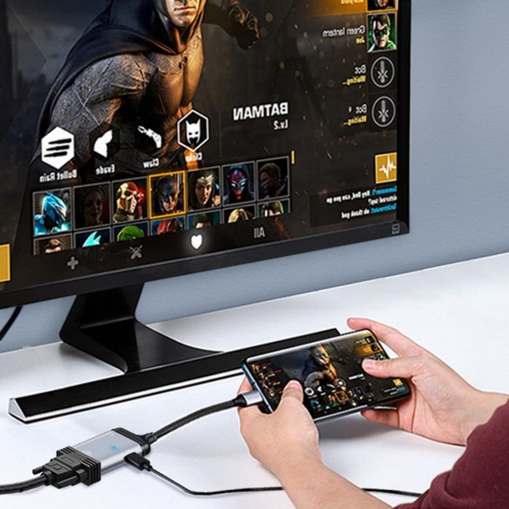 USB-C Type C to VGA RGB Converter HDTV Adapter 60hz 1080p with Female PD Power Port UC-162-VGA