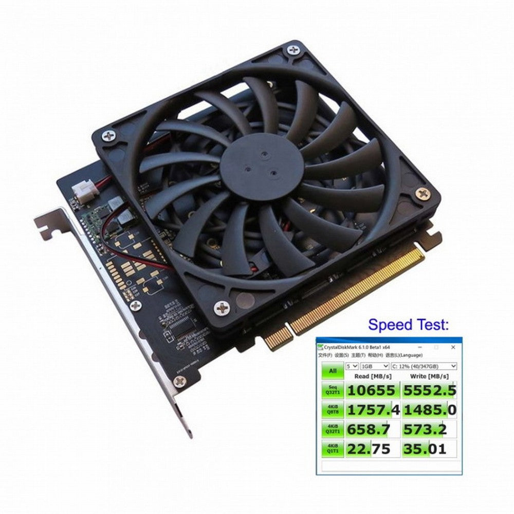 4X NVME M.2 AHCI to PCI-E Express 3.0 Gen3 X16 Raid Card with Fan VROC Raid0 Hyper Adapter SA-030