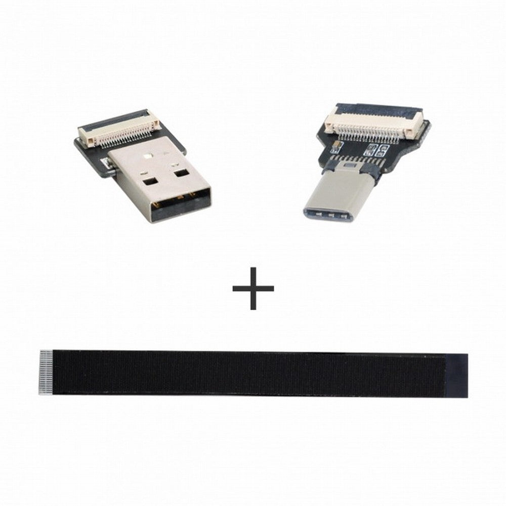 USB 2.0 Type-A Male to USB-C Type-C Male Data Flat Slim FPC Cable for FPV Disk Phone CC-U2-039-BK