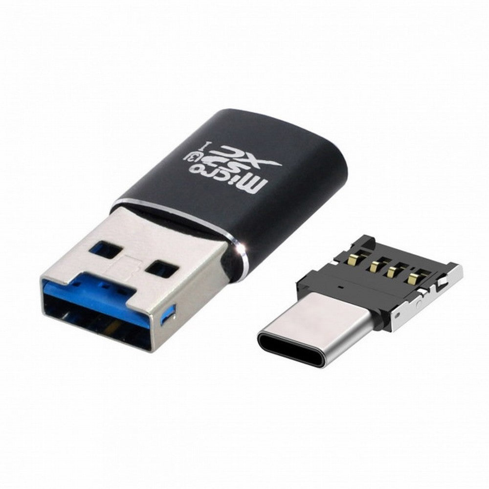 USB 3.0 to Micro SD SDXC TF Card Reader with Micro Type-C USB-C OTG Adapter for Tablet / Cell Phone U3-051+UC-053