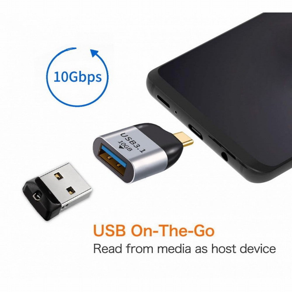 Cablecc 10Gbps USB 3.1 Type-C Male Host to USB 3.0 Type-A Female OTG Data Adapter, Compatible with Laptop and Phone