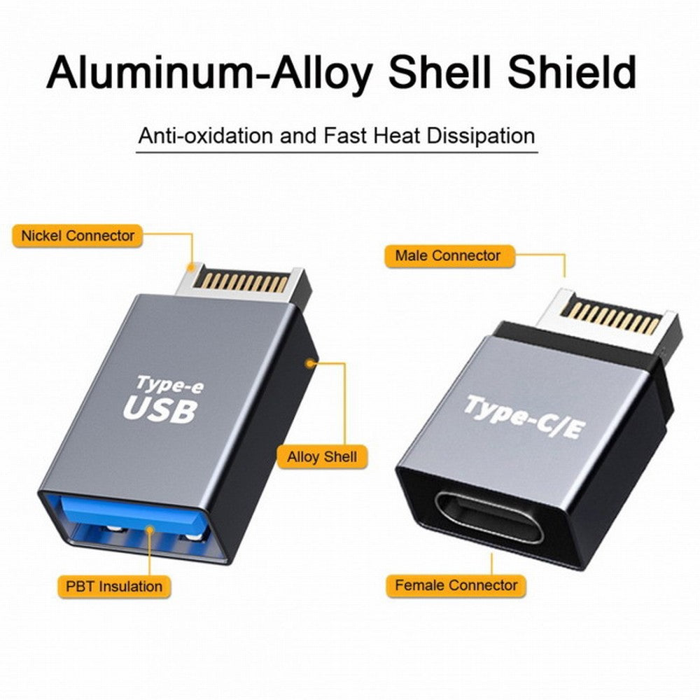 2pcs USB 3.1 Front Panel Header Male Type-E to Type-A Type-C USB-C Motherboard Extension Data Adapter UC-010-AF+UC-010-CF