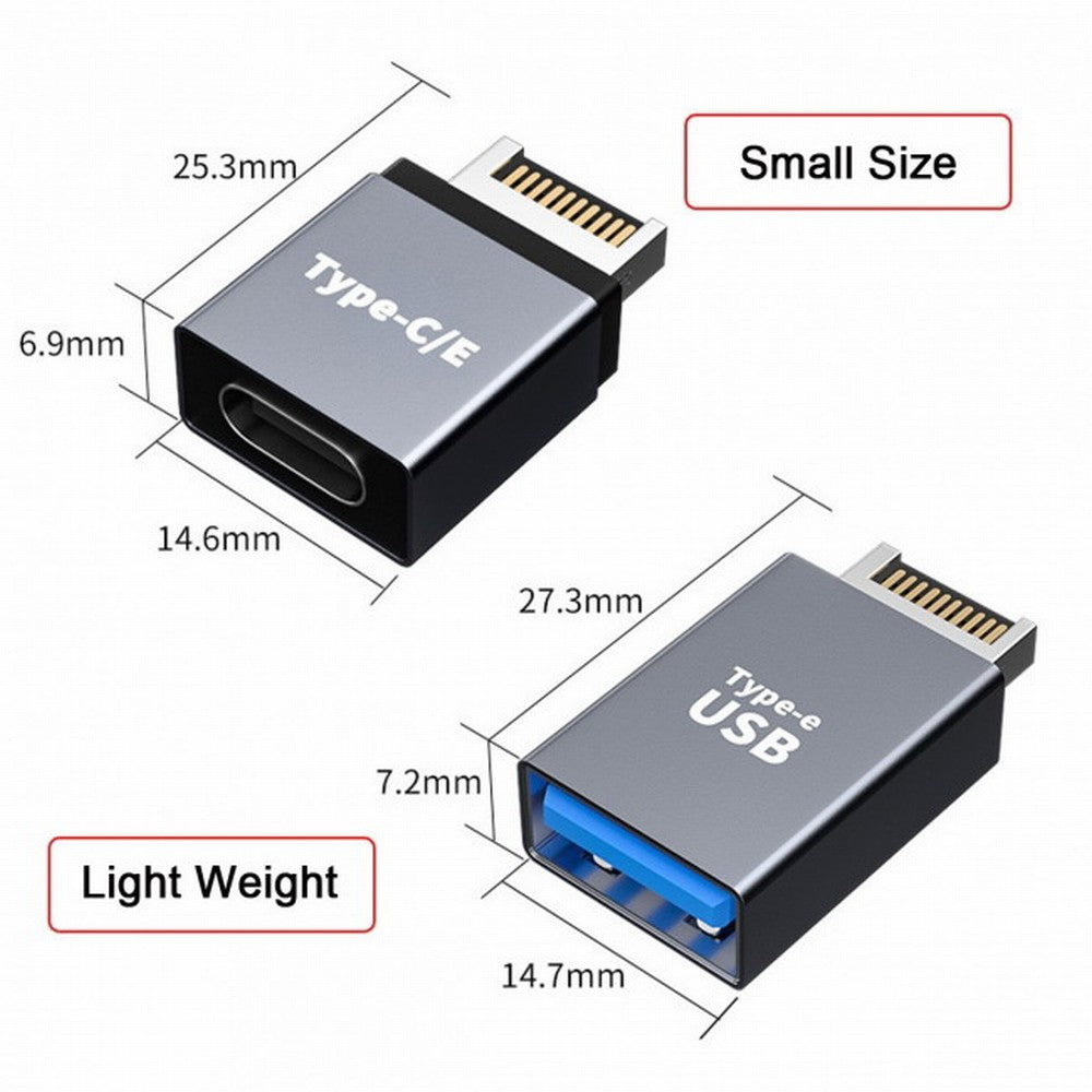 2pcs USB 3.1 Front Panel Header Male Type-E to Type-A Type-C USB-C Motherboard Extension Data Adapter UC-010-AF+UC-010-CF