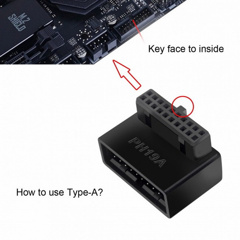 1Set USB 3.0 20pin Male to Female Extension Adapter Up Down Angled 90 Degree Overmold U3-091
