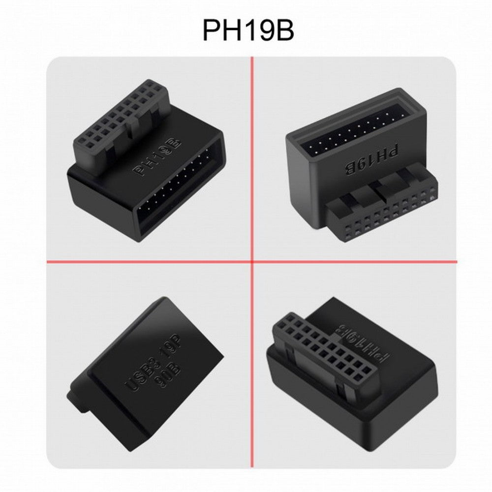 1Set USB 3.0 20pin Male to Female Extension Adapter Up Down Angled 90 Degree Overmold U3-091