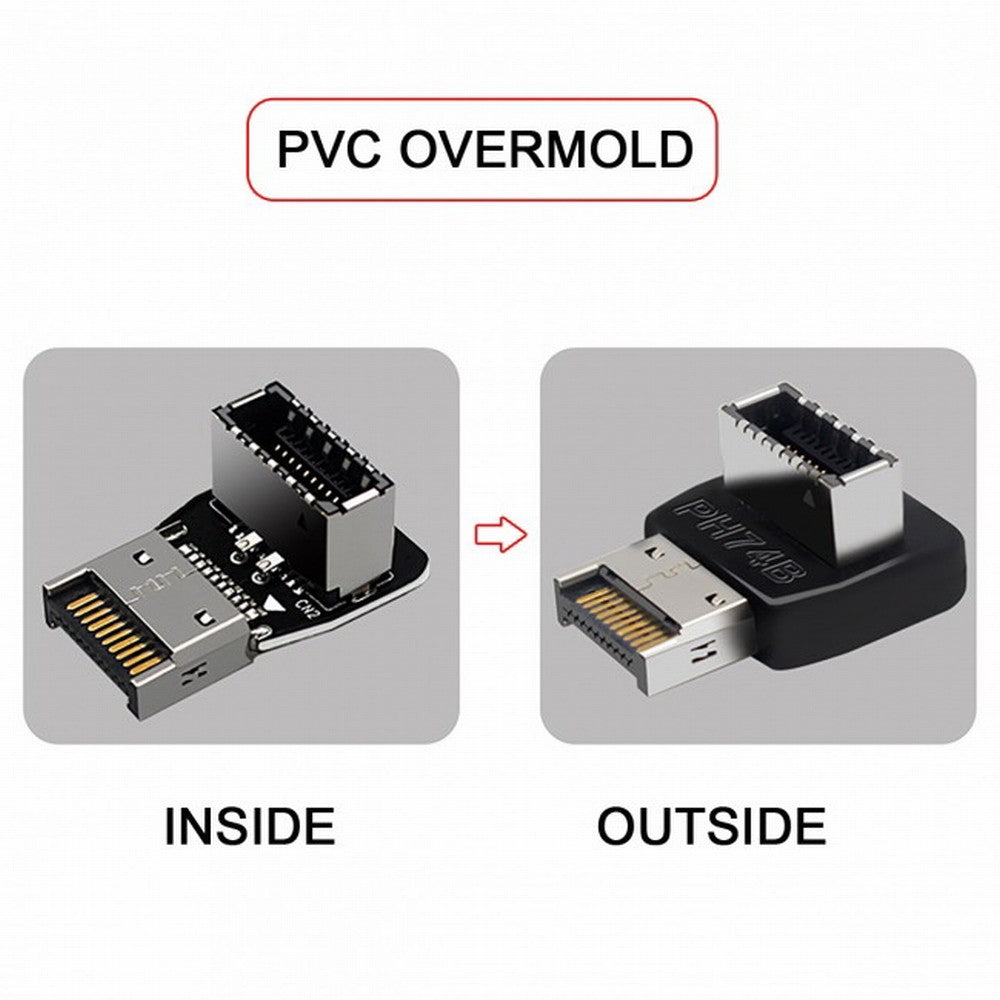 2pcs Overmold USB 3.1 Front Panel Header Male to Female Type-E Motherboard Extension Data Adapter UC-059