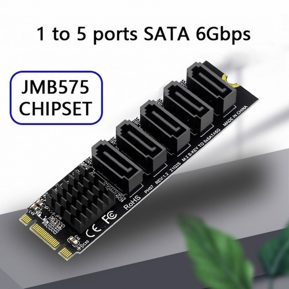 NGFF Key B+M to SATA 3.0 6Gbps 5 Ports Adapter Converter PM Multi Port Select JMB575 2280 SA-035