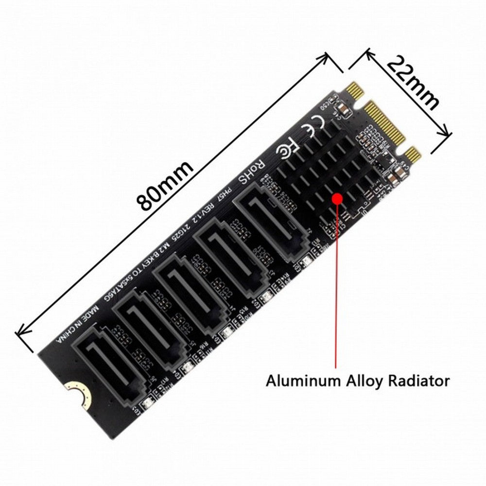 NGFF Key B+M to SATA 3.0 6Gbps 5 Ports Adapter Converter PM Multi Port Select JMB575 2280 SA-035