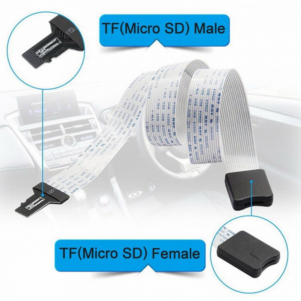 Micro-SD TF Memory Card Kit Male to TF Female Extension Soft Flat FPC Cable Extender 25cm EP-019