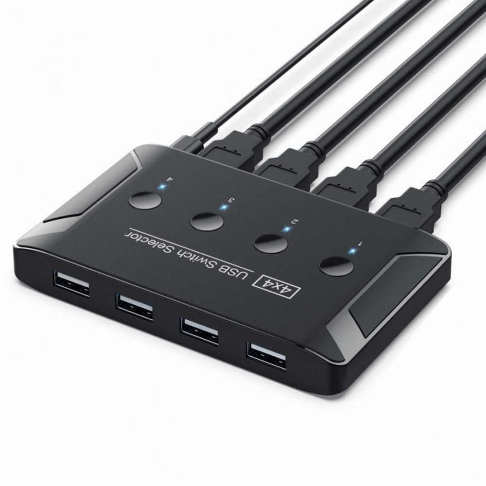 KVM USB 2.0 Switch Selector 4 Port PCs Sharing 4 Devices for Keyboard Mouse Scanner Printer U2-040