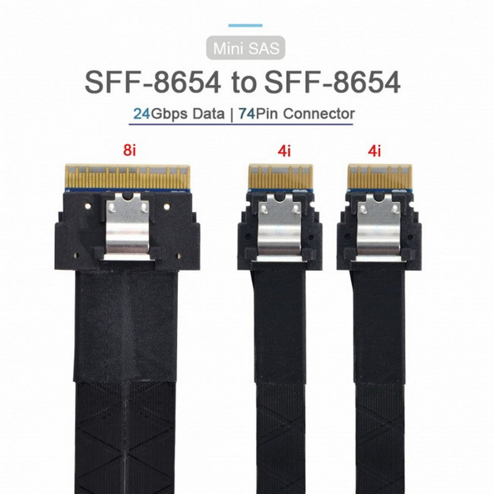 PCI-E Ultraport Slimline SAS Slim 4.0 SFF-8654 8i 74pin to Dual SFF-8654 4i 38Pin Cable 40cm PCI-Express SF-034