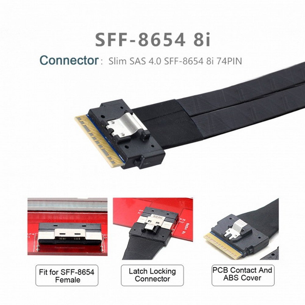 PCI-E Ultraport Slimline SAS Slim 4.0 SFF-8654 8i 74pin to Dual SFF-8654 4i 38Pin Cable 40cm PCI-Express SF-034