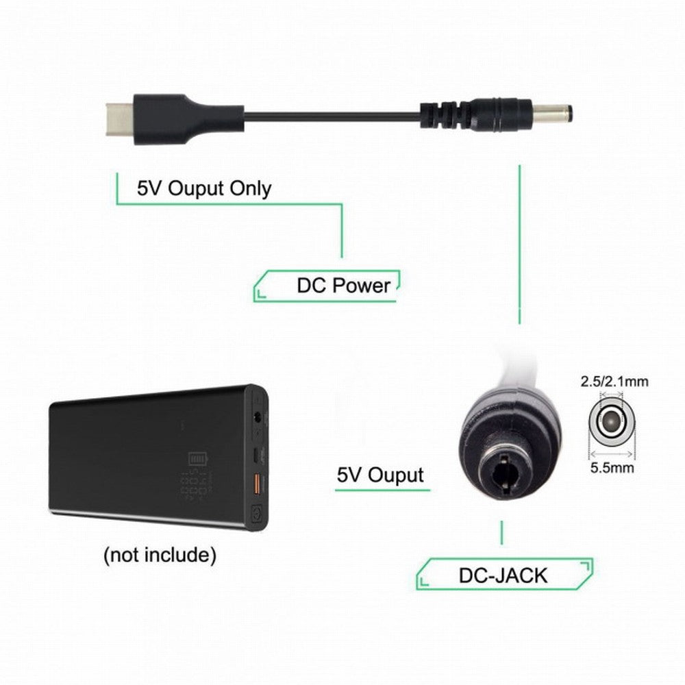 USB 3.1 Type C USB-C to 5V DC 5.5 2.5mm Power Plug Extension Charge Cable for Cell Phone 25cm UC-094