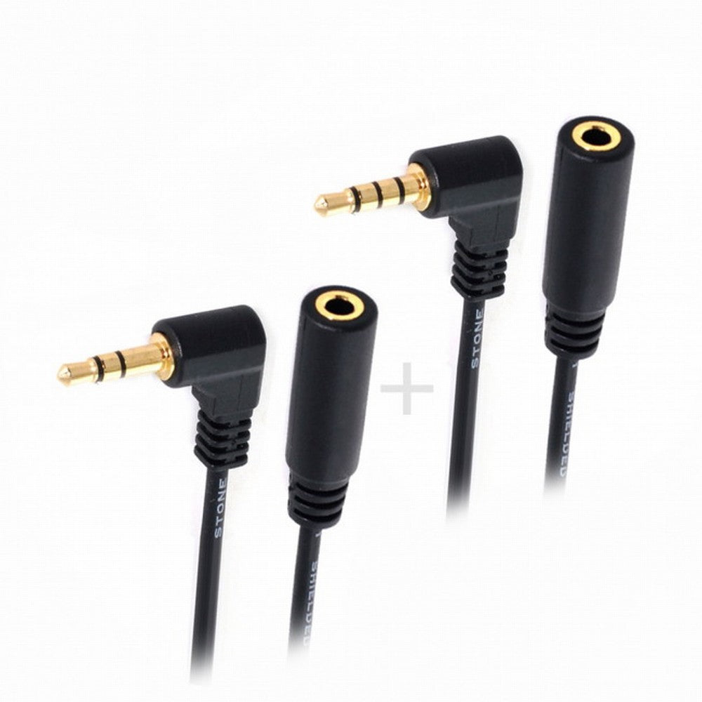 1Set 3/4 Poles Audio Stereo 90 Degree Right Angled 3.5mm Male to Female Extension Cable CA-008+045
