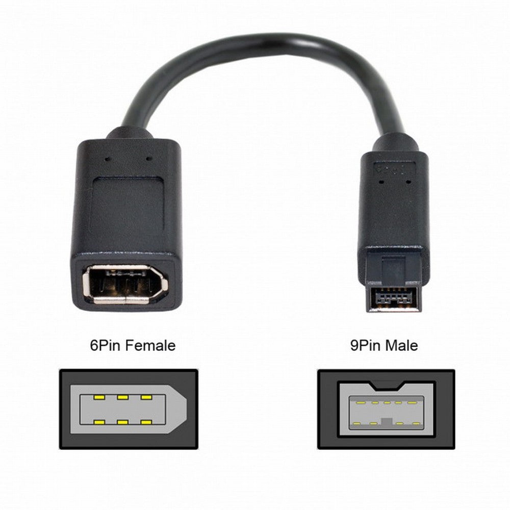IEEE 1394 6Pin Female to 1394b 9Pin Male Firewire 400 to 800 Cable 20cm CA-012