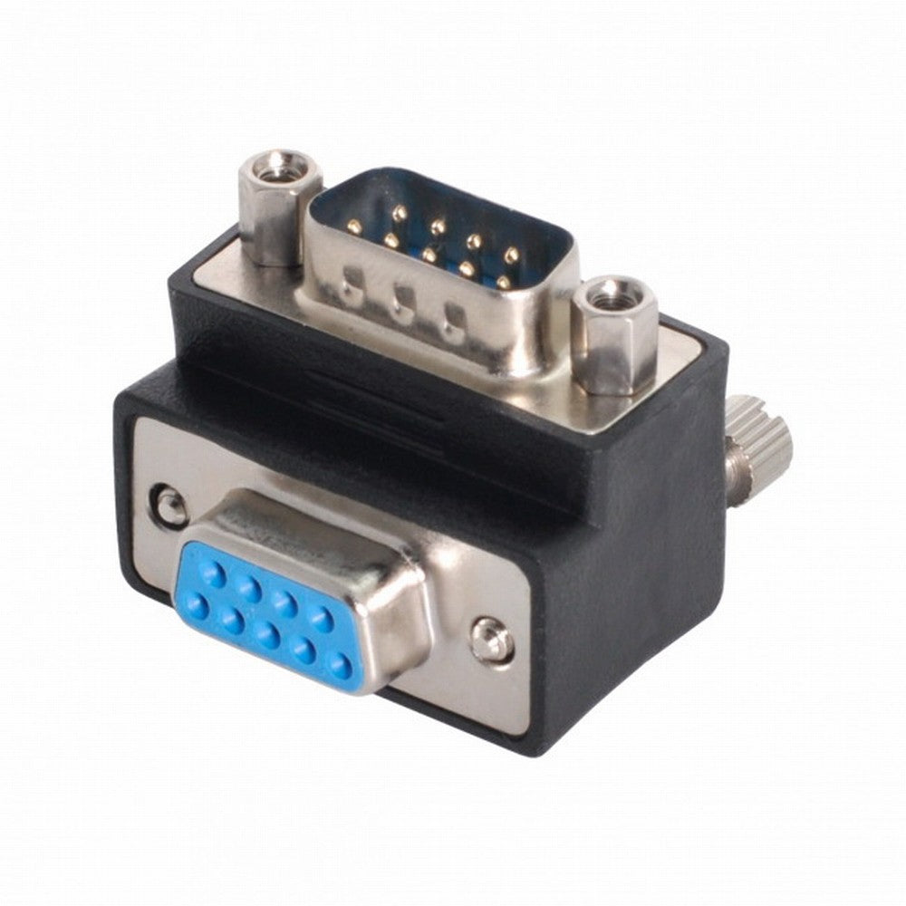 D-Sub RS232 9Pin DB9P Male to Female Down Angled 90 Degree Extension Adapter DB-016-DN