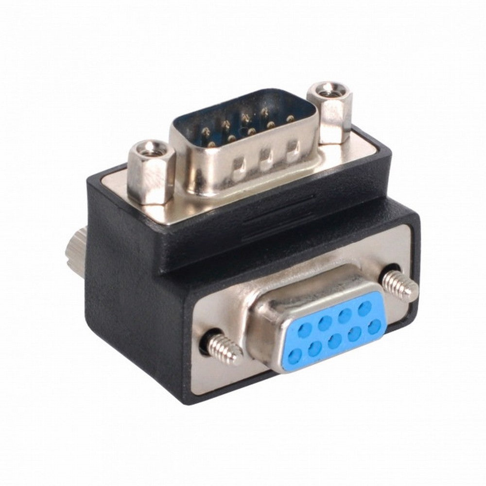 D-Sub RS232 9Pin DB9P Male to Female Down Angled 90 Degree Extension Adapter DB-016-DN