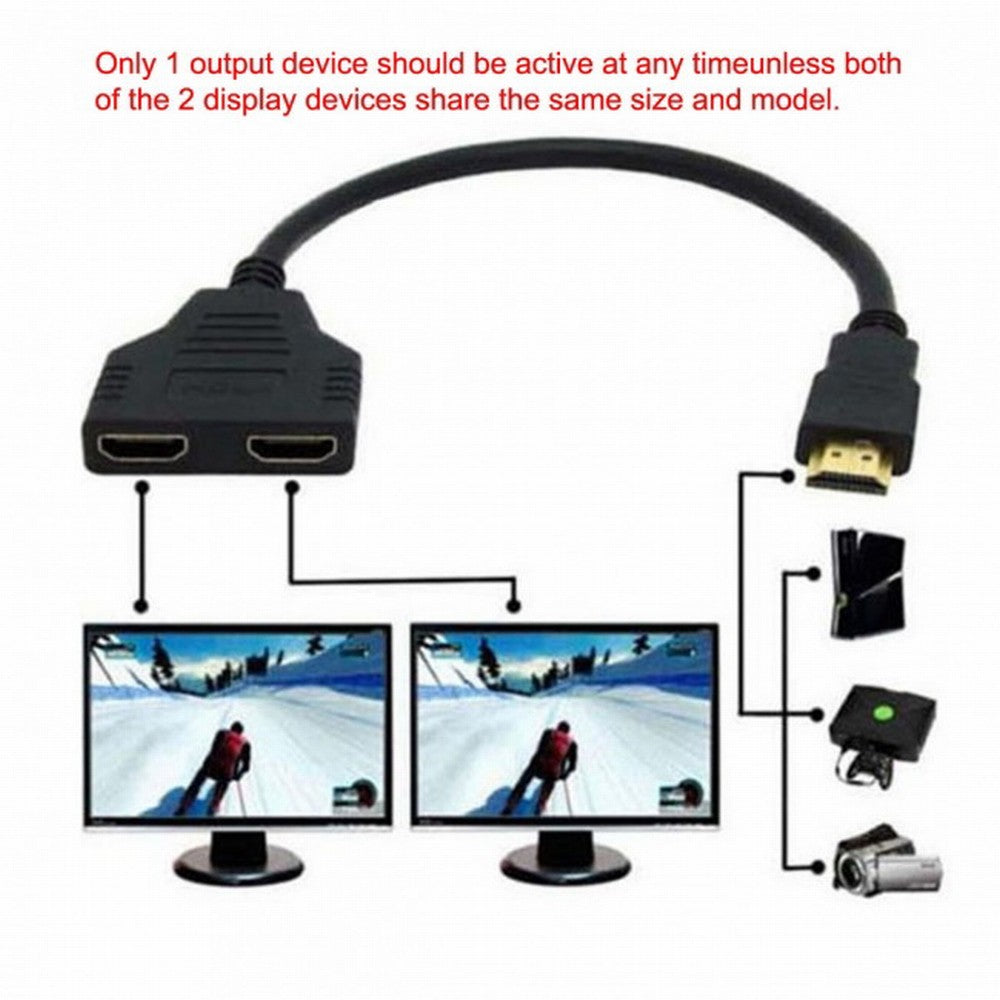 One HDMI Male to Dual HDMI Female Y Splitter Switch Extension Adapter Cable for FOR PC HDTV Laptop 1080P HD-027