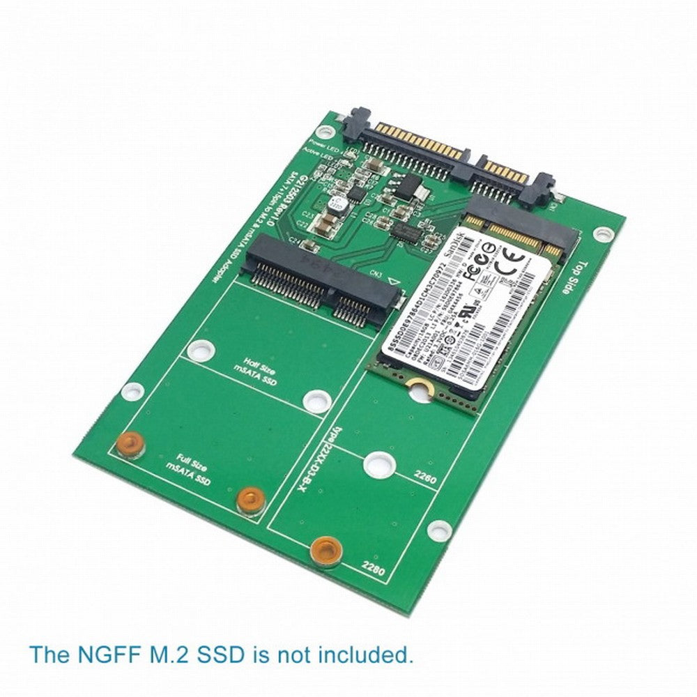 2 in 1 Combo Mini PCI- E 2 Lane M.2 NGFF mSATA SSD to SATA 3.0 III Adapter Converter PCBA SA-130
