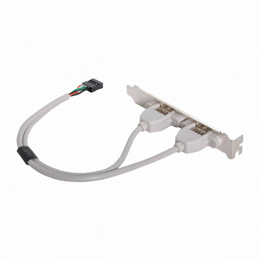 Dual Port USB 2.0 to Motherboard 9Pin 10Pin Header Extension Adapter Cable with Bracket U2-142