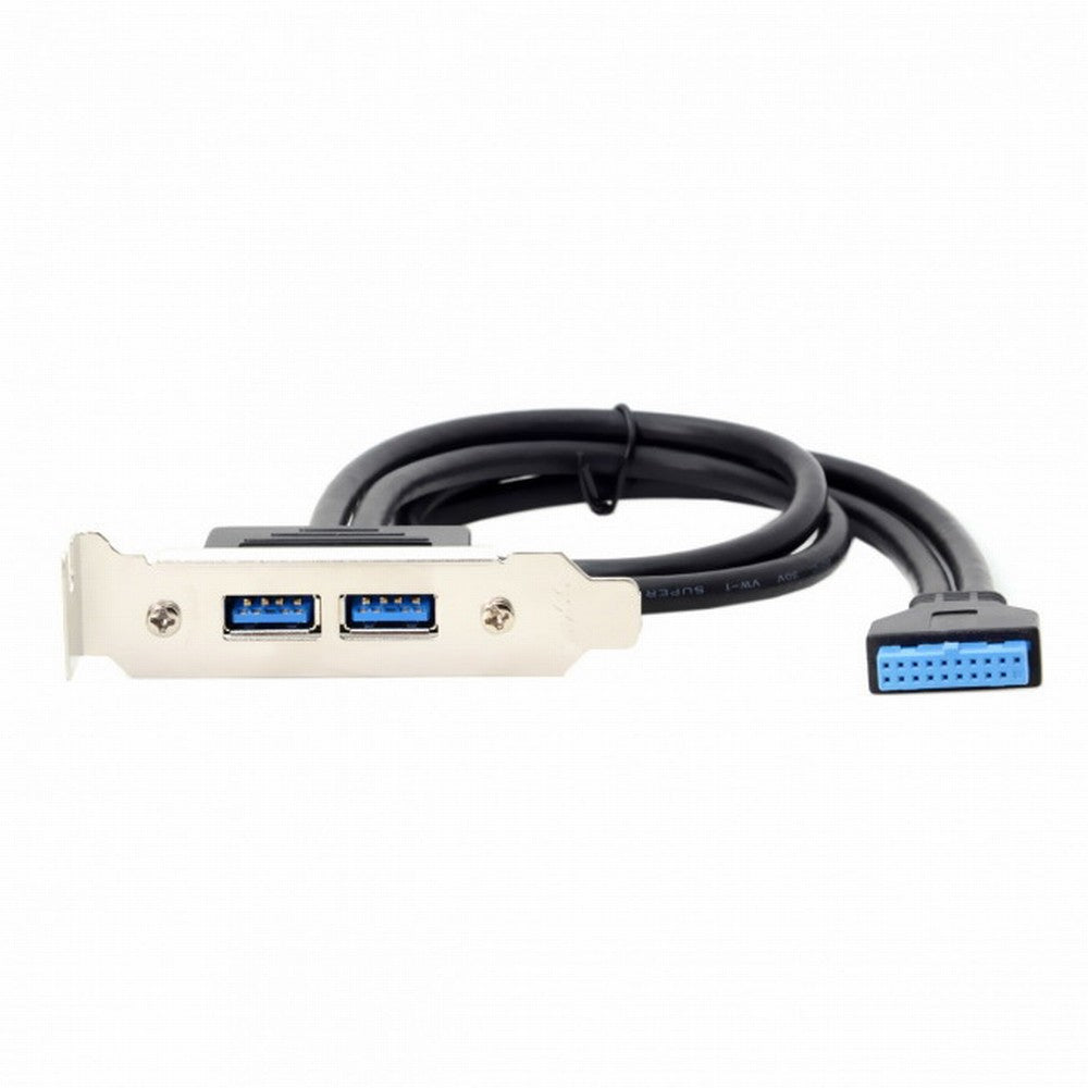 Low Profile 80mm Height USB 3.0 Female Back panel to Motherboard 20pin cable with PCI bracket 50cm U3-086
