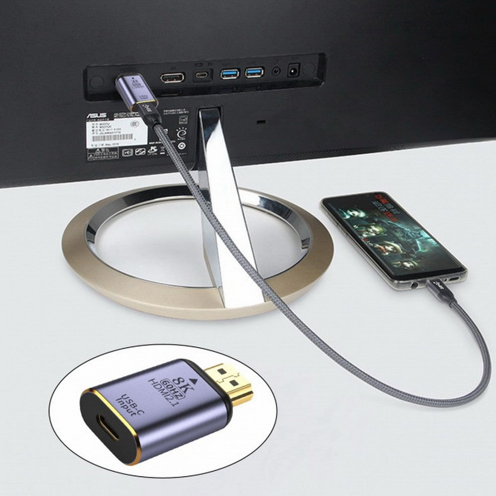 USB-C Type C Female Source to HDMI Sink HDTV Adapter 8K@60hz 4K@120hz for Tablet Phone Laptop UC-012-H8K