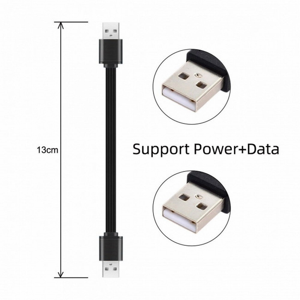 13cm USB 2.0 Type-A Male to Type-A Male Data Flat Slim FPC Cable for FPV Disk Phone U2-028-BK-0.13M