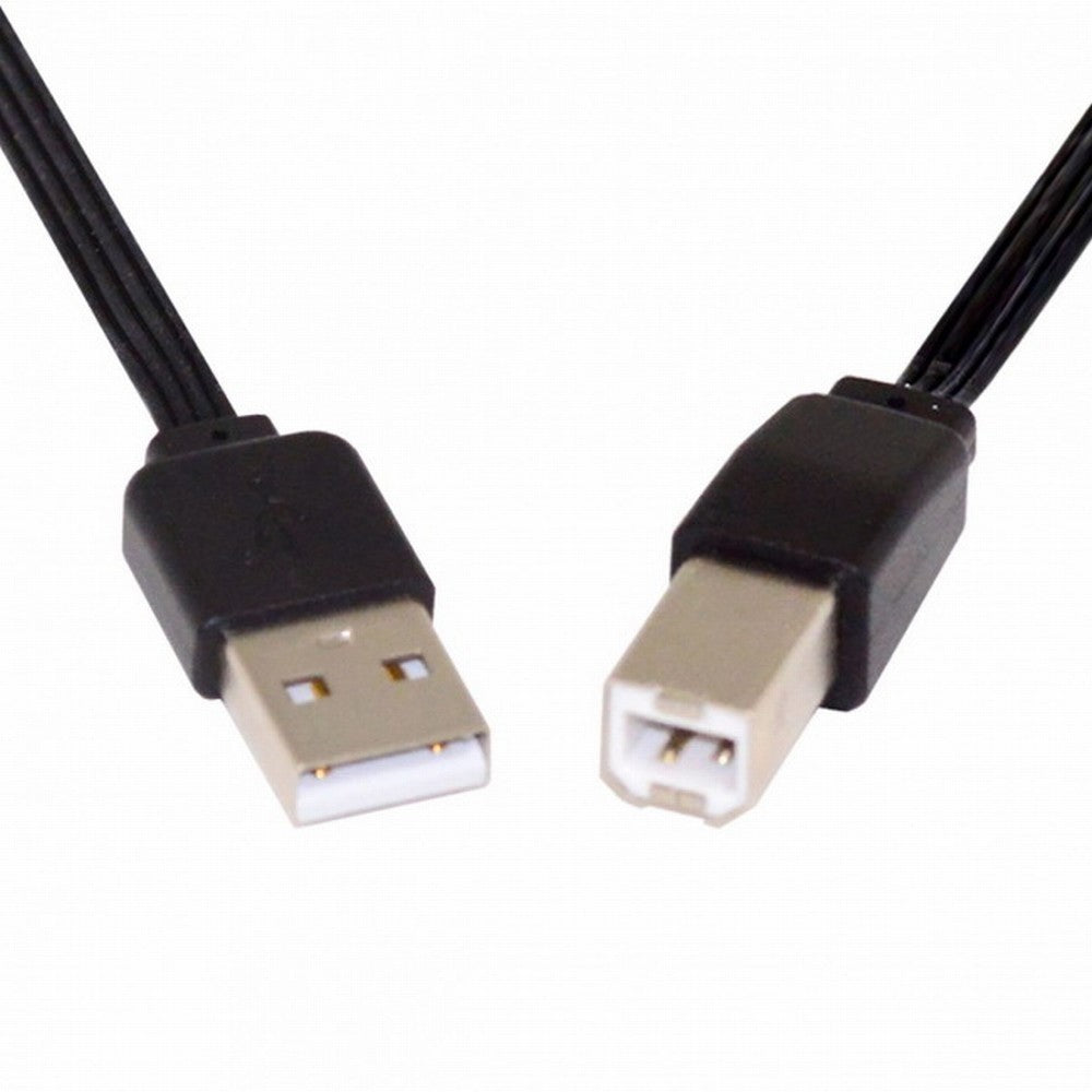 13cm USB 2.0 Type-A Male to Type-B Male Data Flat Slim FPC Cable for Scanner Disk Printer U2-060-BK-0.13M
