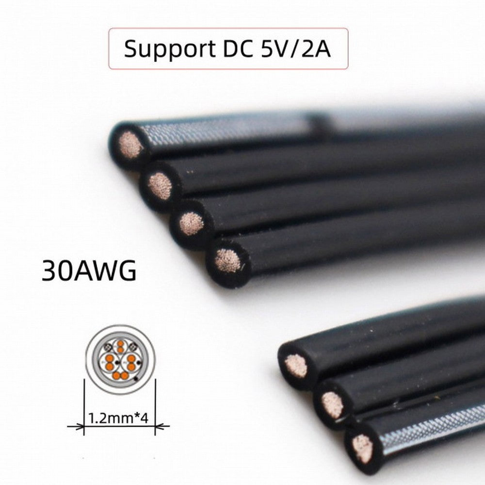 13cm USB 2.0 Type-A Male to Type-B Male Data Flat Slim FPC Cable for Scanner Disk Printer U2-060-BK-0.13M